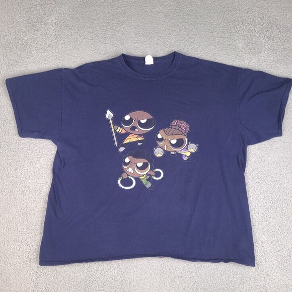 Powerpuff Girls T-Shirt Adult 3XL Blue Anime Cartoon Black Powerpuff Cats‎ - Picture 1 of 12